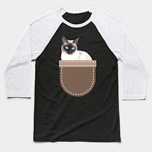 Cat in Pocket (Siamese Cat 2) Baseball T-Shirt